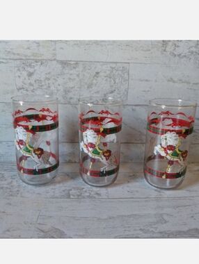 Vintage Libbey House of Lloyd Christmas theme Carousel Glasses (Set of 3)